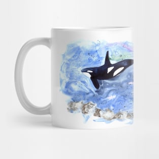 Orca under water watercolor painting Mug